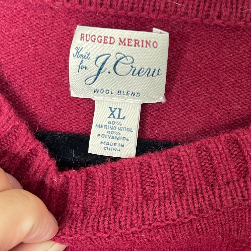 J. Crew Men’s rugged Merino Wool Pullover crewneck sweater Sz XL in Red - Picture 4 of 6